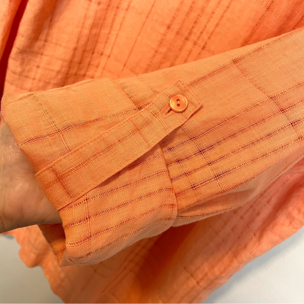JM Collection Peach Button-Front Lightweight Blouse - Picture 6 of 12